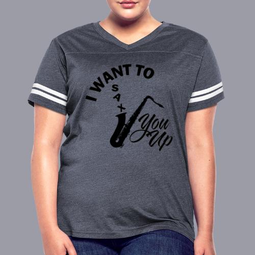 I WANT TO SAX YOU UP - Women's V-Neck Football Tee
