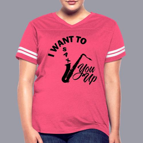 I WANT TO SAX YOU UP - Women's V-Neck Football Tee