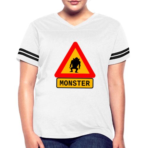 road sign monster text - Women's V-Neck Football Tee