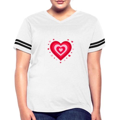 Layered Red & Pink Heart – Cute Valentine Love - Women's V-Neck Football Tee