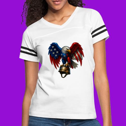 American Flag Bald Eagle - Helmet - Women's V-Neck Football Tee