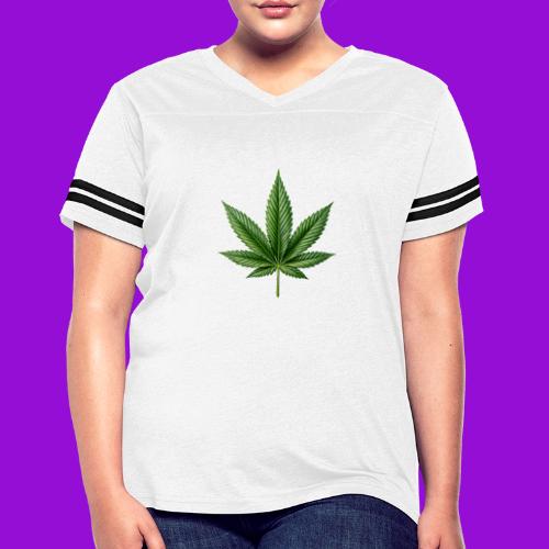 Cannabis Leaf - Women's V-Neck Football Tee