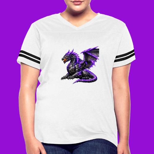 Neon Dragon at Rest - Women's V-Neck Football Tee