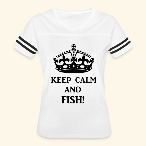 keep calm fish blk - Women's V-Neck Football Tee