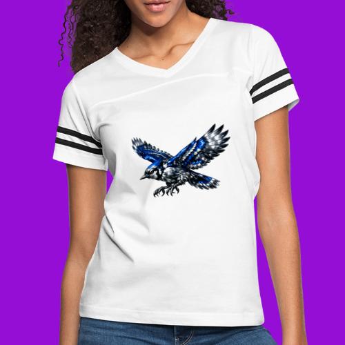 Silver Blue Jay Dive - Women's V-Neck Football Tee