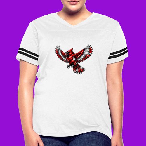 Silver Cardinal in Flight - Women's V-Neck Football Tee