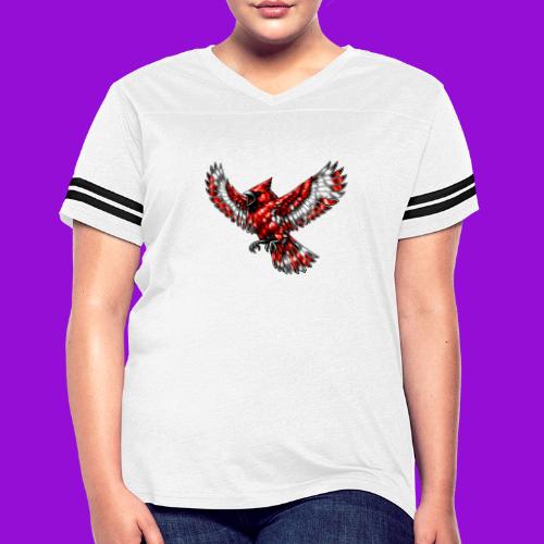 Cardinal in Flight - Women's V-Neck Football Tee