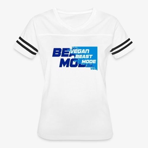 VeganBeastMode [blue] - Women's V-Neck Football Tee