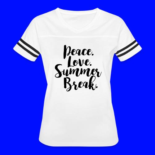 Peace Love Summer Break Teacher T-Shirt - Women's V-Neck Football Tee