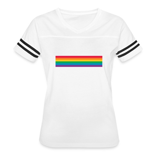 Rainbow Stripe - Women's V-Neck Football Tee