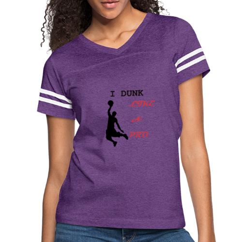 Basketball Tshirt| I dunk like a pro| - Women's V-Neck Football Tee