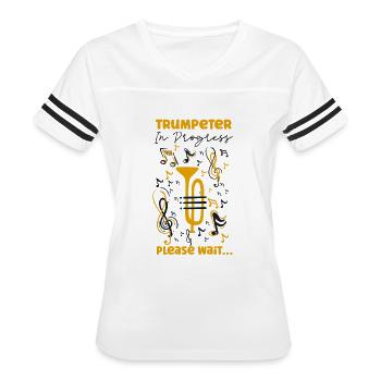 Trumpet Player Trumpeter In - Women's V-Neck Football Tee - white/black - Front - Danielle (179cm)