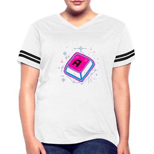 Neon Pixel A Key - Women's V-Neck Football Tee