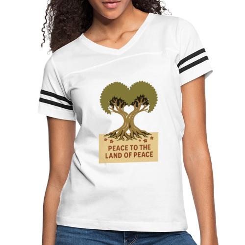 Peace To The Land Of Peace Tree Heart - Women's V-Neck Football Tee