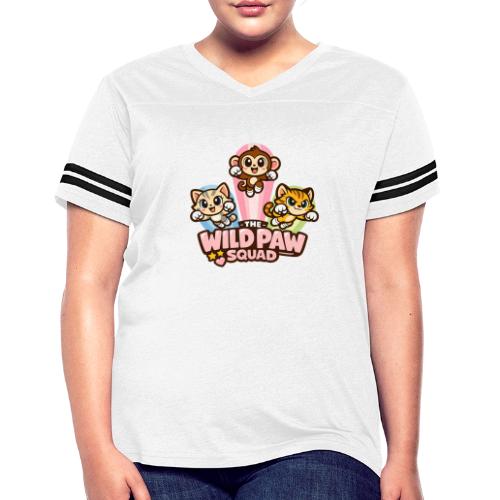 Wild Paw Squad Cute Animal Friends - Women's V-Neck Football Tee