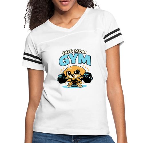 Chibi Dog Gym Workout - Women's V-Neck Football Tee