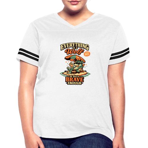 Everything Is A Wolf – Retro Chill - Women's V-Neck Football Tee