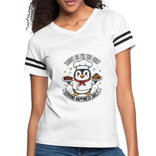 cute Penguin Chef-Funny Cartoon Daily Happiness - Women's V-Neck Football Tee