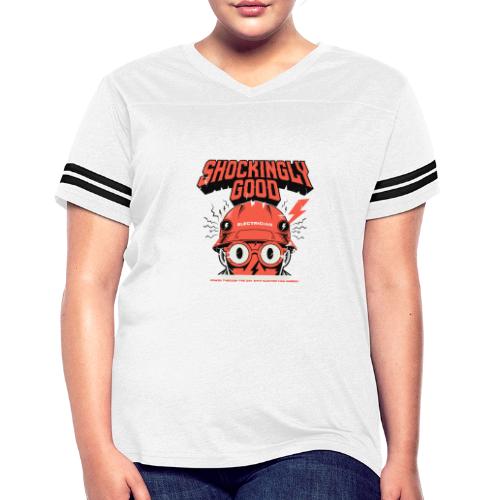 Funny Shockingly Good Electrician - Women's V-Neck Football Tee