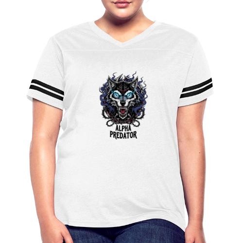 Alpha Predator Wolf Fierce Neon Eyes - Women's V-Neck Football Tee