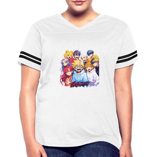 Thrill Rush Anime Squad Streetwear - Women's V-Neck Football Tee