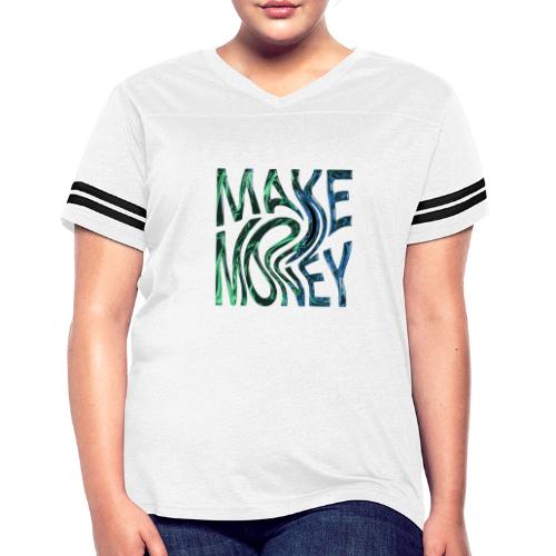 Make Money Neon 3D - Women's V-Neck Football Tee