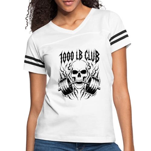 1000 LB Club Skull Barbell Powerlif - Women's V-Neck Football Tee