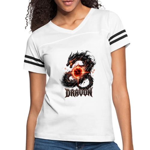 Dravon Fire Dragon Dark Fantasy Graphic T-Shirt - Women's V-Neck Football Tee
