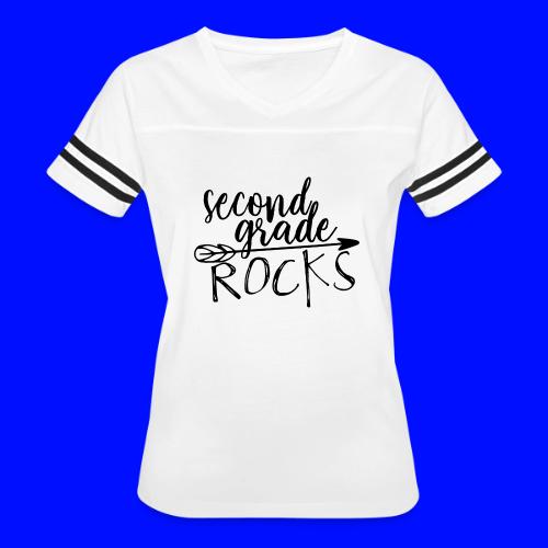 Second Grade Rocks Teacher T-Shirts - Women's V-Neck Football Tee