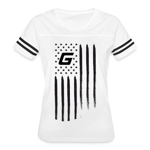 GvLL G Logo American Flag - Women's V-Neck Football Tee