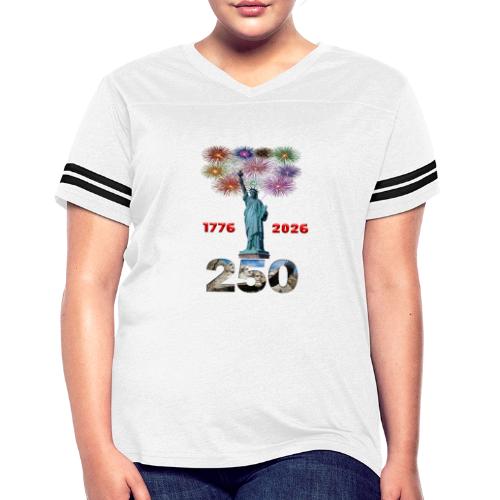 1776 - 2026 | 250 Years USA | Fireworks - Women's V-Neck Football Tee