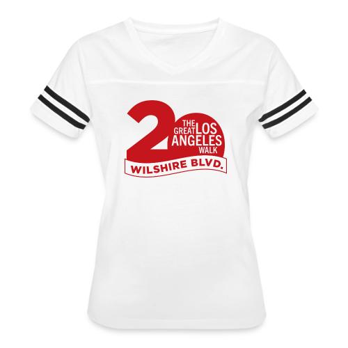 The Great Los Angeles Walk 2025 (20th Anniv.-Red) - Women's V-Neck Football Tee