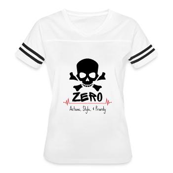Zero Skateboard - Women's V-Neck Football Tee - white/black - Front - Danielle (179cm)