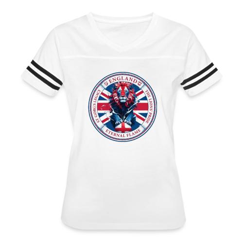 England Lion Emblem T Shirt, Flag Pride Gift - Women's V-Neck Football Tee