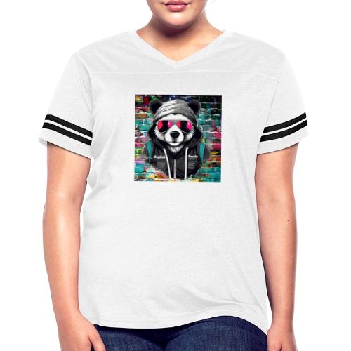 Stylish panda 2 - Women's V-Neck Football Tee