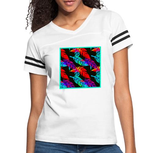 Neon Luminous Foliage Elegance - Women's V-Neck Football Tee