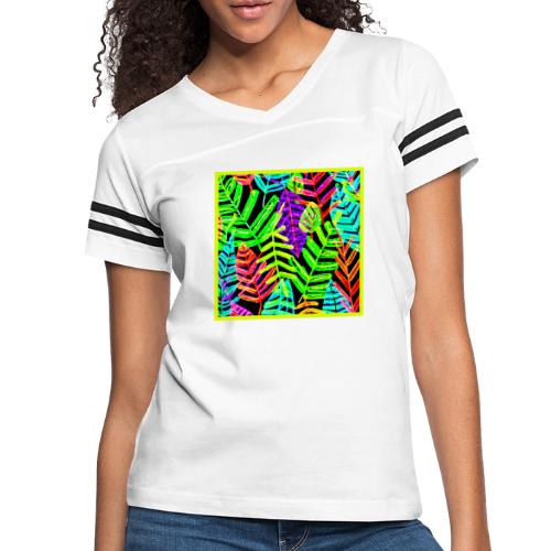 Glowing Leaf Pattern Design - Women's V-Neck Football Tee