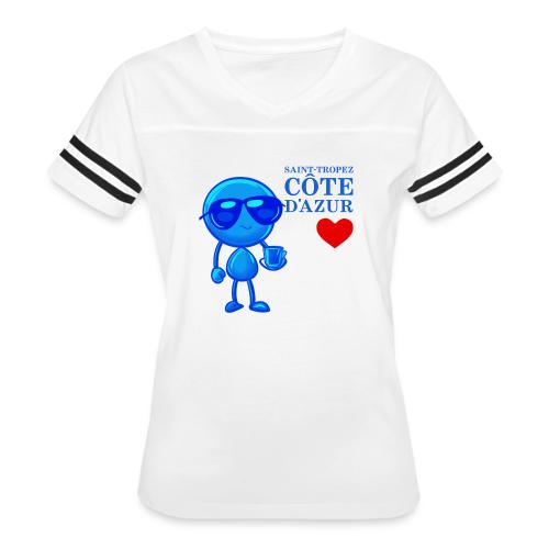 Smoon City_Saint Tropez Côte d'Azur - Women's V-Neck Football Tee