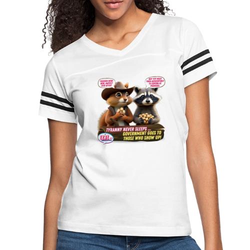 Freedom Squirrel and Raccoon - Women's V-Neck Football Tee
