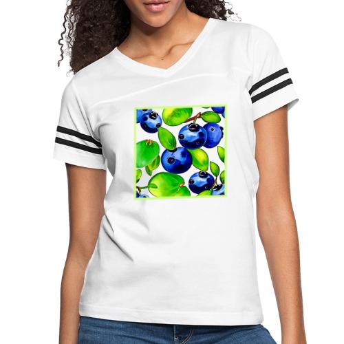 Fresh Blueberry Art - Women's V-Neck Football Tee