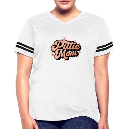 Pittie Mom - Proud Pit Bull Dog Mama - Women's V-Neck Football Tee