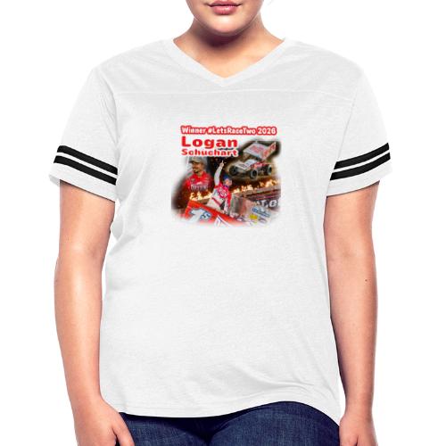 Logan Schuchart #LetsRaceTwo Winner - Women's V-Neck Football Tee