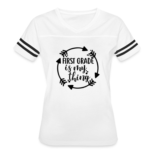 First Grade is My Thing Teacher T-Shirts - Women's V-Neck Football Tee