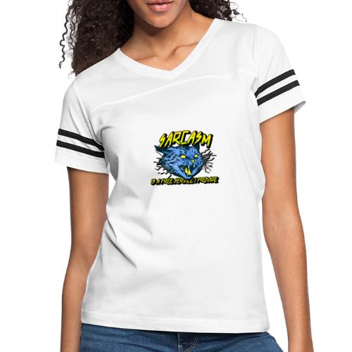 fierce logo template with an electric cat illustra - Women's Vintage Sports T-Shirt