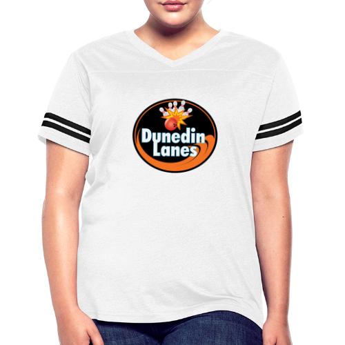 Dunedin Lanes Logo Merchandise - Women's V-Neck Football Tee