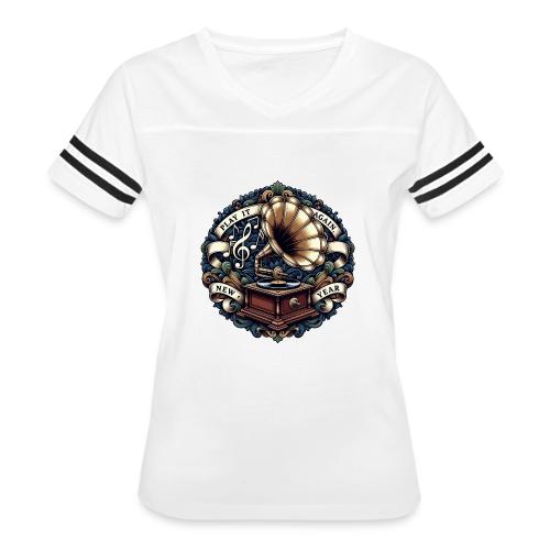 Ornate Phonograph T-Shirt - Women's V-Neck Football Tee