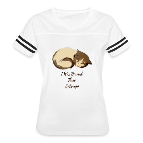 I Was Normal Three Cats Ago Funny Cat T-Shirt - Women's V-Neck Football Tee
