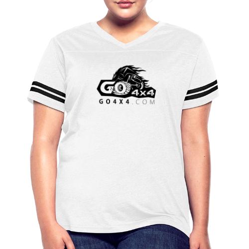 go bw white text black - Women's V-Neck Football Tee