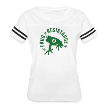 Frog Resistance - Women's V-Neck Football Tee - white/black - Front - Danielle (179cm)