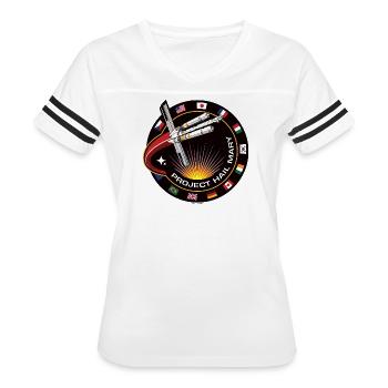 Project Hail Mary Spaceship Mission Badge - Women's V-Neck Football Tee - white/black - Front - Danielle (179cm)